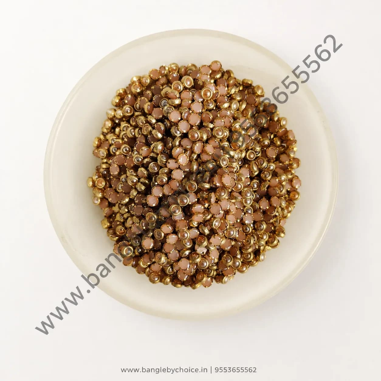 3mm Round Ceramic gold Kundans for bangle making, jewellery making, blouse work and DIY craft projects