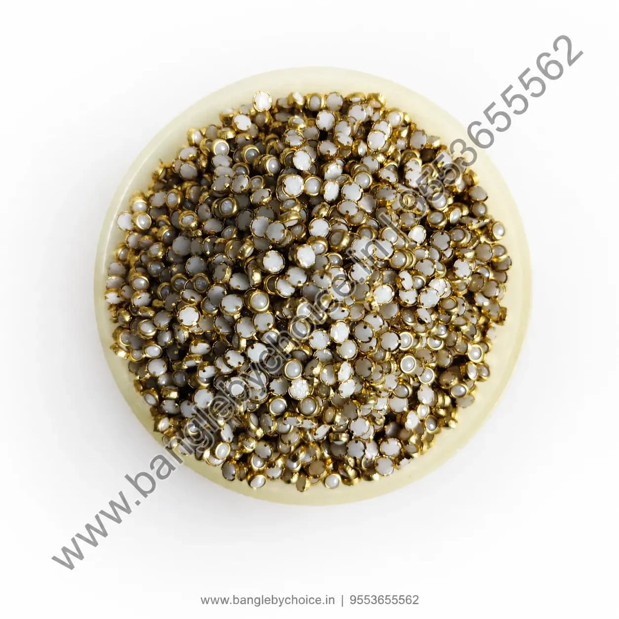 3mm Round Ceramic White Kundans for bangle making, jewellery making, blouse work and DIY craft projects