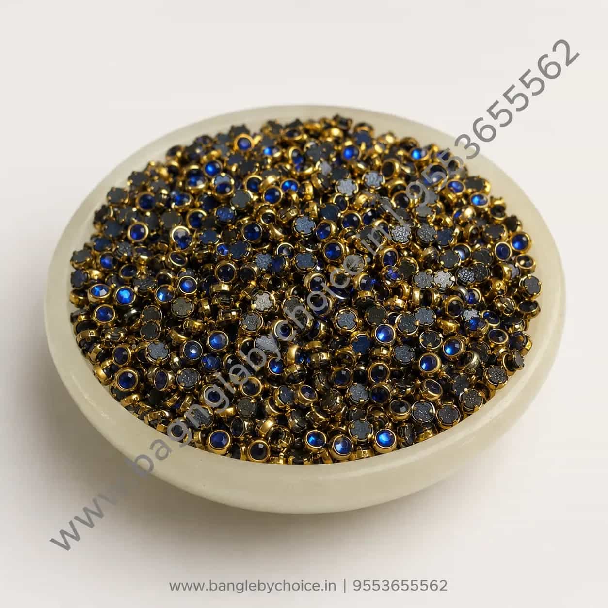 3mm Round Dark Blue Glass Kundans detail view 2