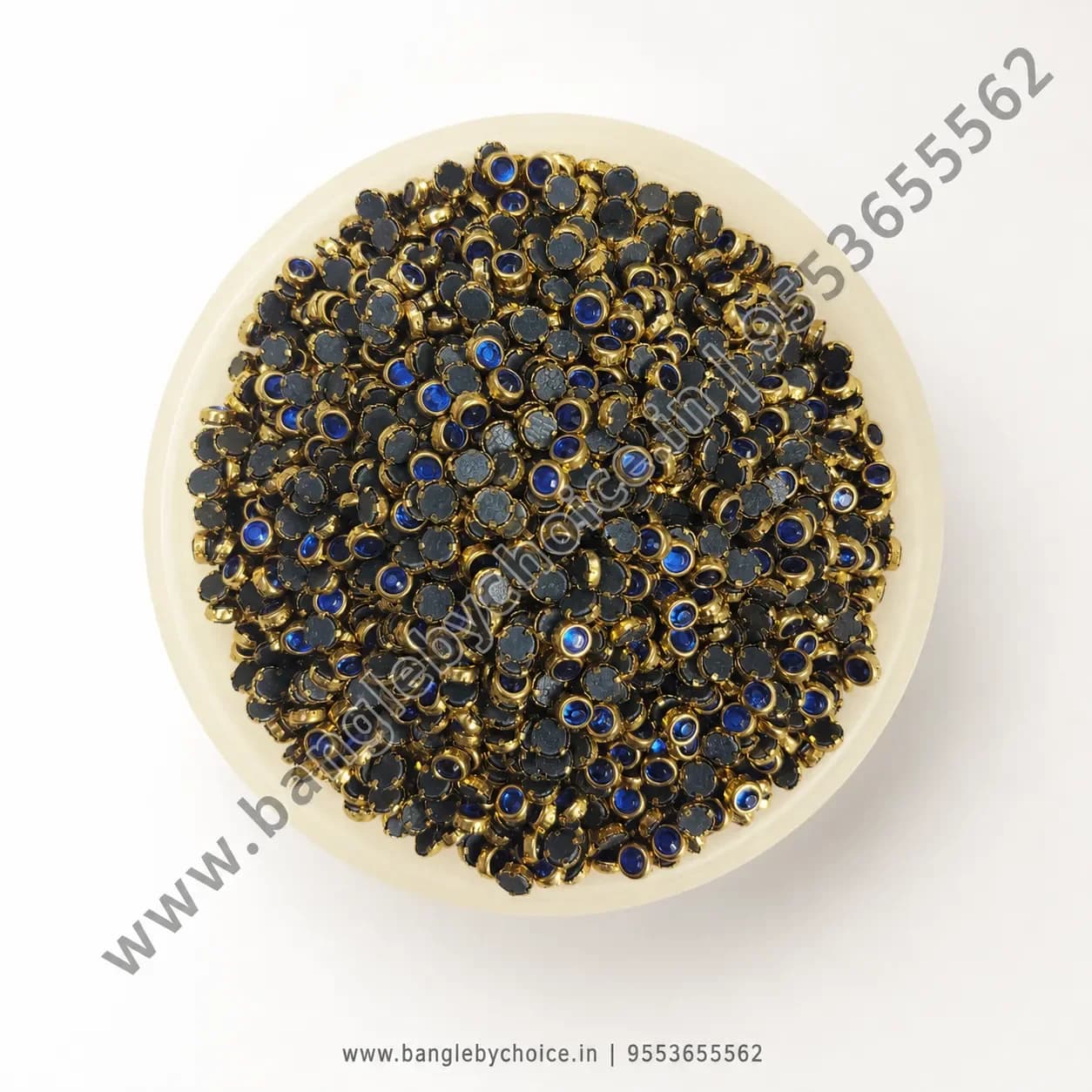 3mm Round Dark Blue Glass Kundans for bangle making, jewellery making, blouse work and DIY craft projects