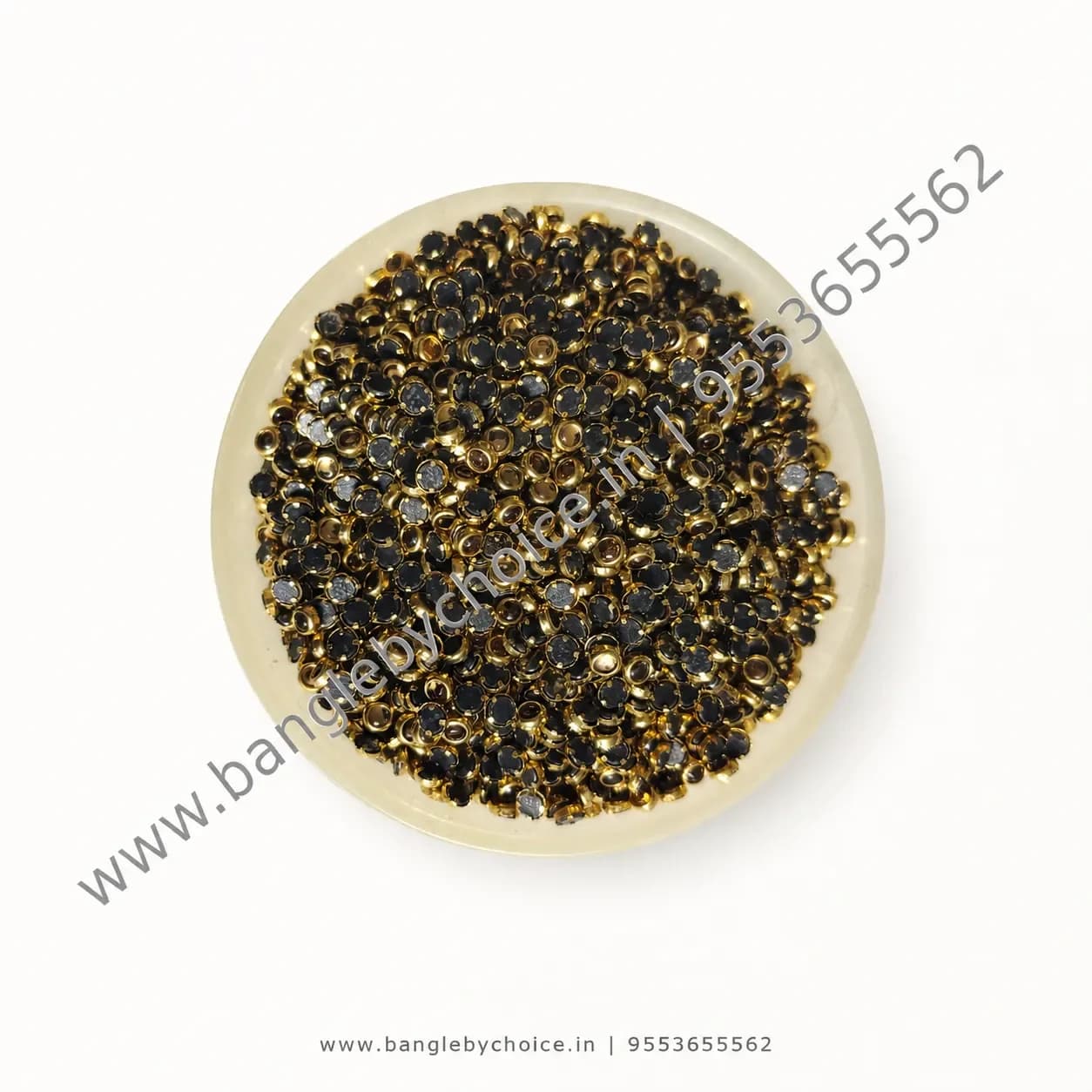 3mm Round Glossy gold b vKundans for bangle making, jewellery making, blouse work and DIY craft projects