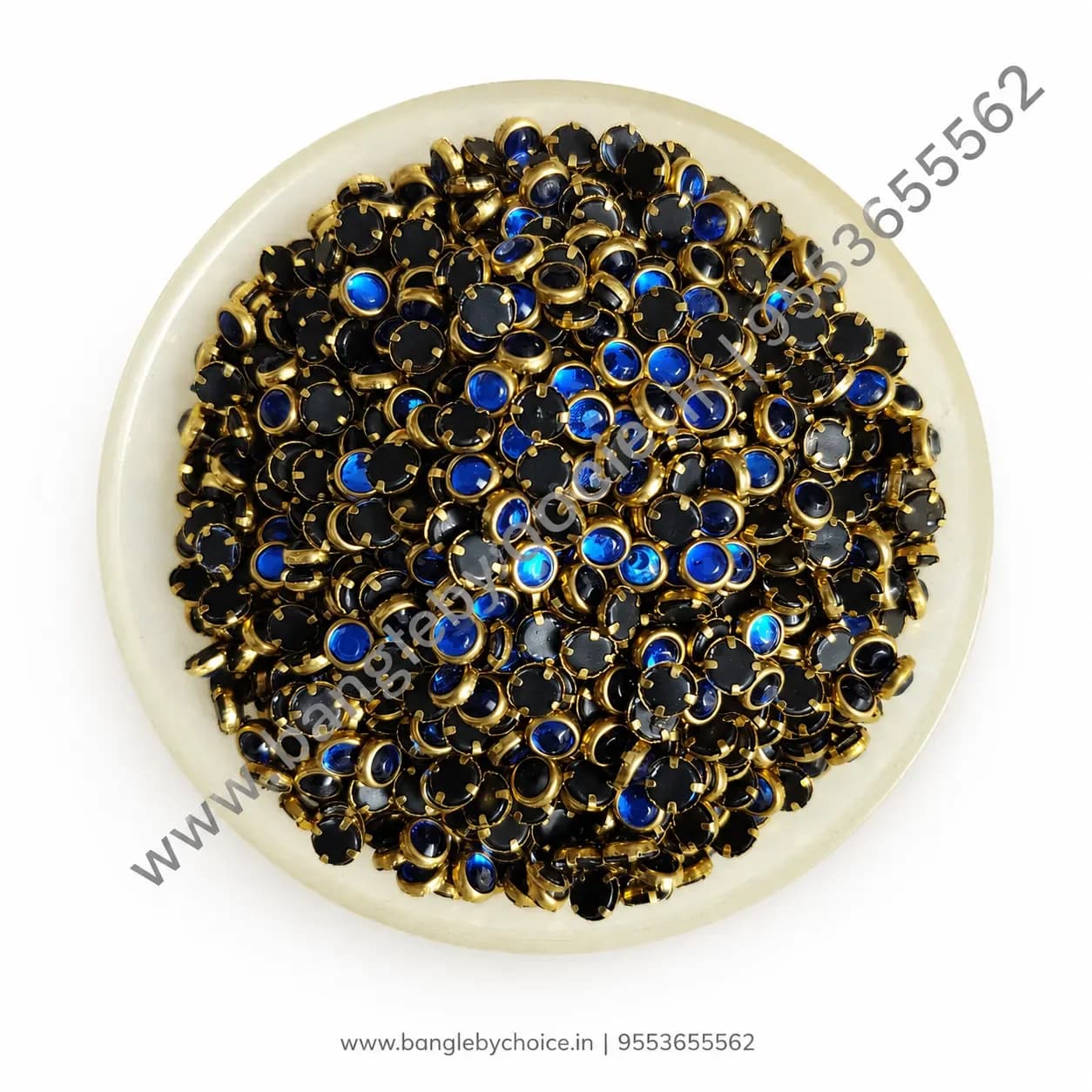4mm Round Dark Blue Glass Kundans for bangle making, jewellery making, blouse work and DIY craft projects