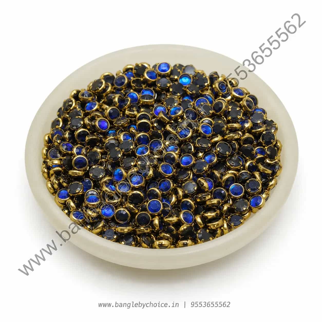 4mm Round Dark Blue Glass Kundans detail view 2