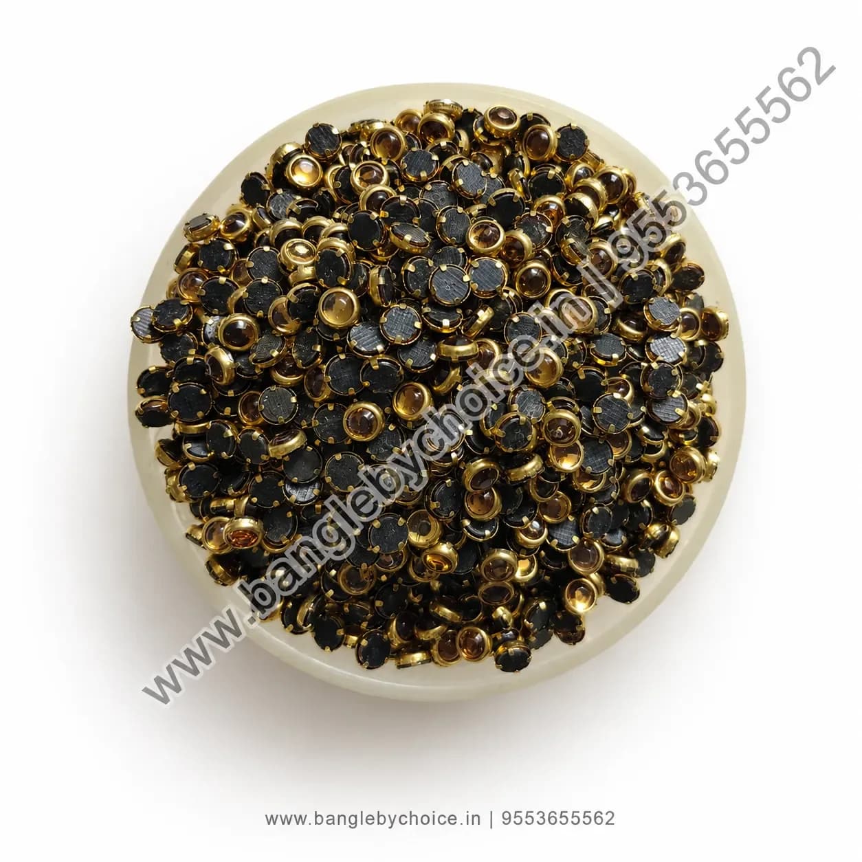 4mm Round Glossy Gold Kundans for bangle making, jewellery making, blouse work and DIY craft projects