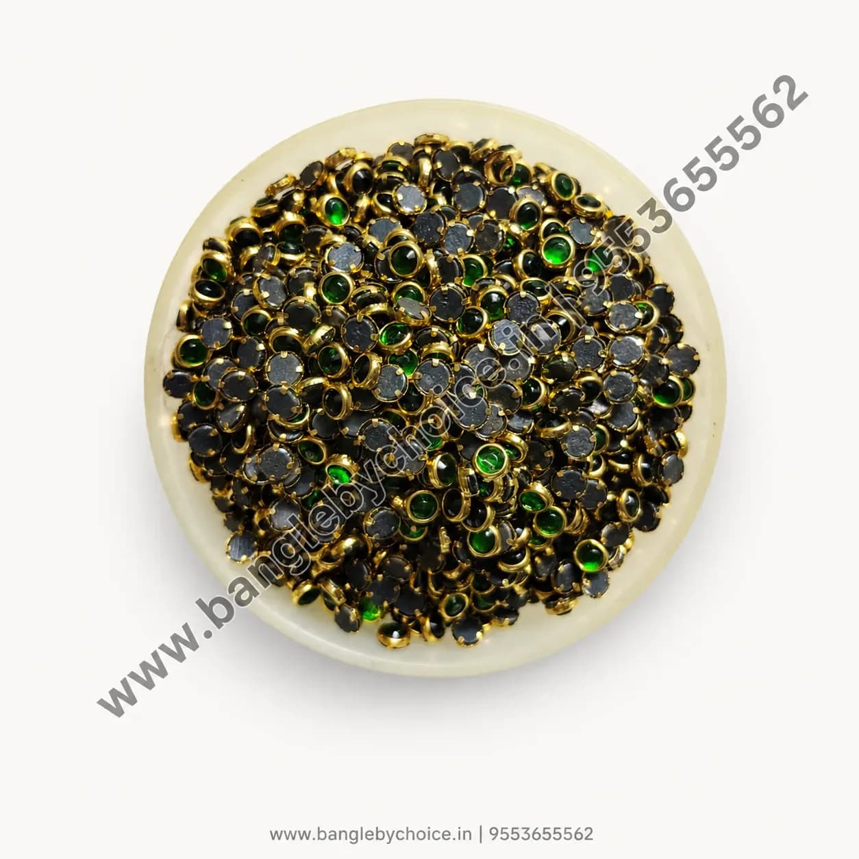 4mm Round Light Green Glass Kundans for bangle making, jewellery making, blouse work and DIY craft projects