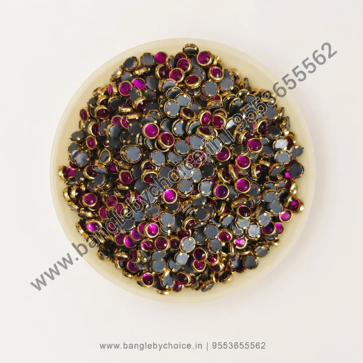 4mm Round Rose Pink Glass Kundans for bangle making, jewellery making, blouse work and DIY craft projects