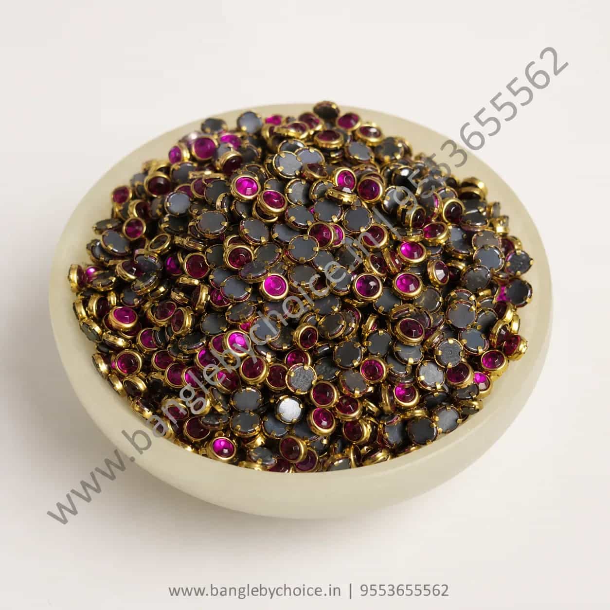4mm Round Rose Pink Glass Kundans detail view 2