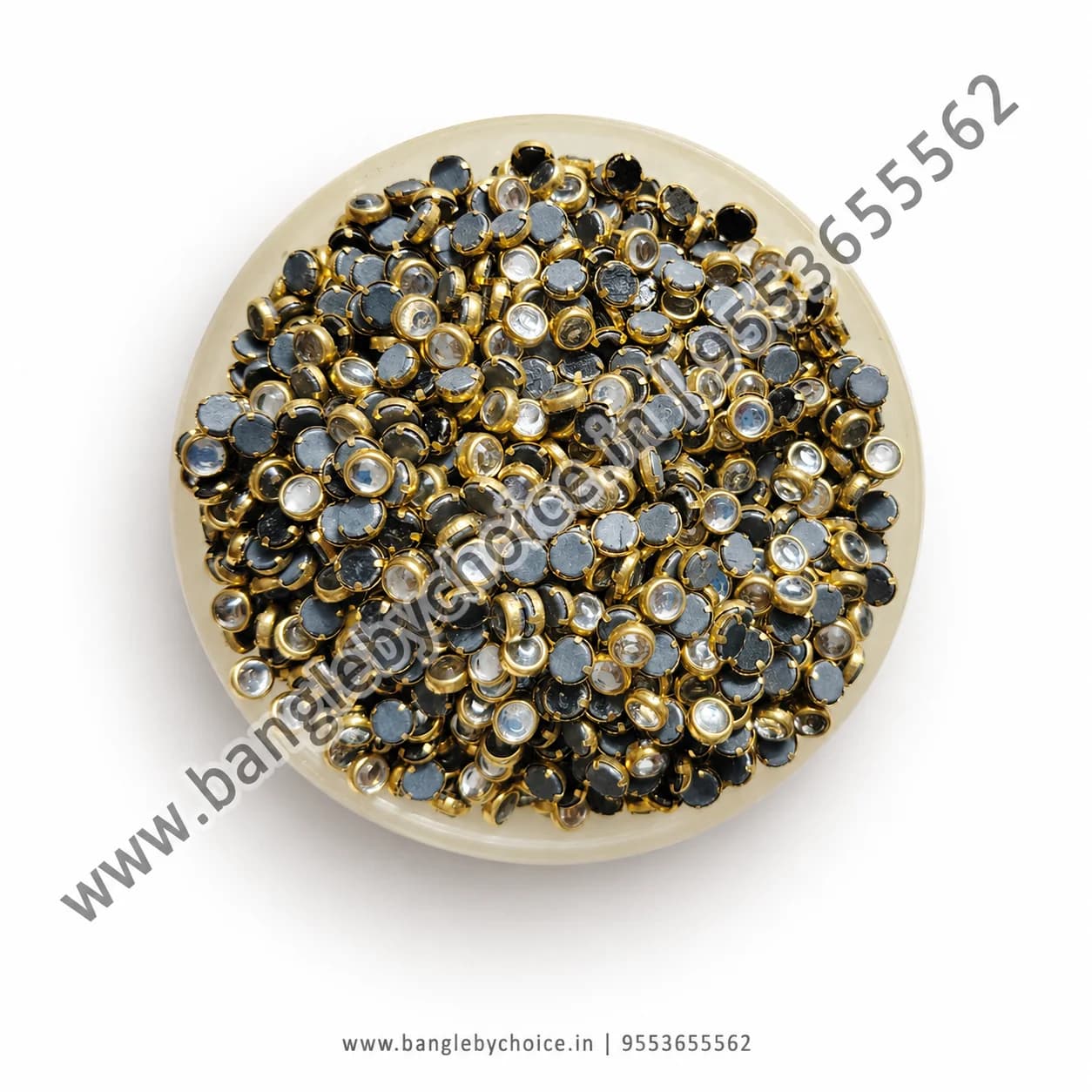 4mm Round Glossy White Kundans for bangle making, jewellery making, blouse work and DIY craft projects