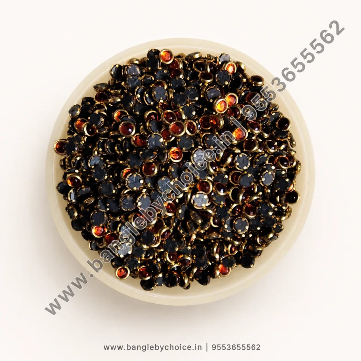 4mm Round orange Glass Kundans for bangle making, jewellery making, blouse work and DIY craft projects