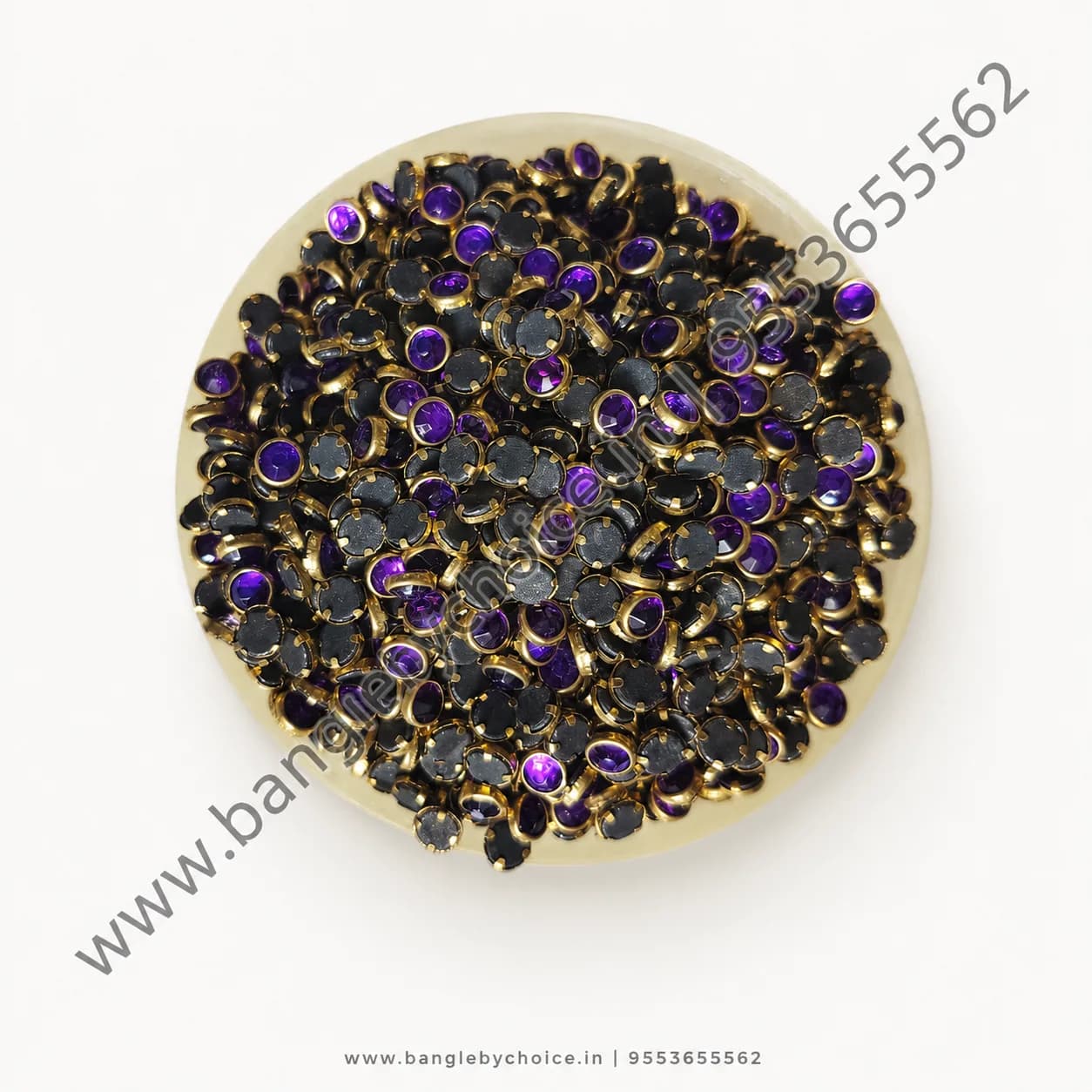 4mm Round Purple Glass Kundans for bangle making, jewellery making, blouse work and DIY craft projects