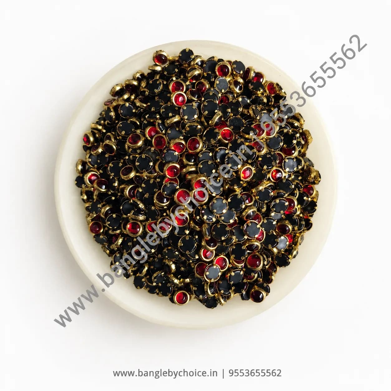 4mm Round Red Glass Kundans for bangle making, jewellery making, blouse work and DIY craft projects
