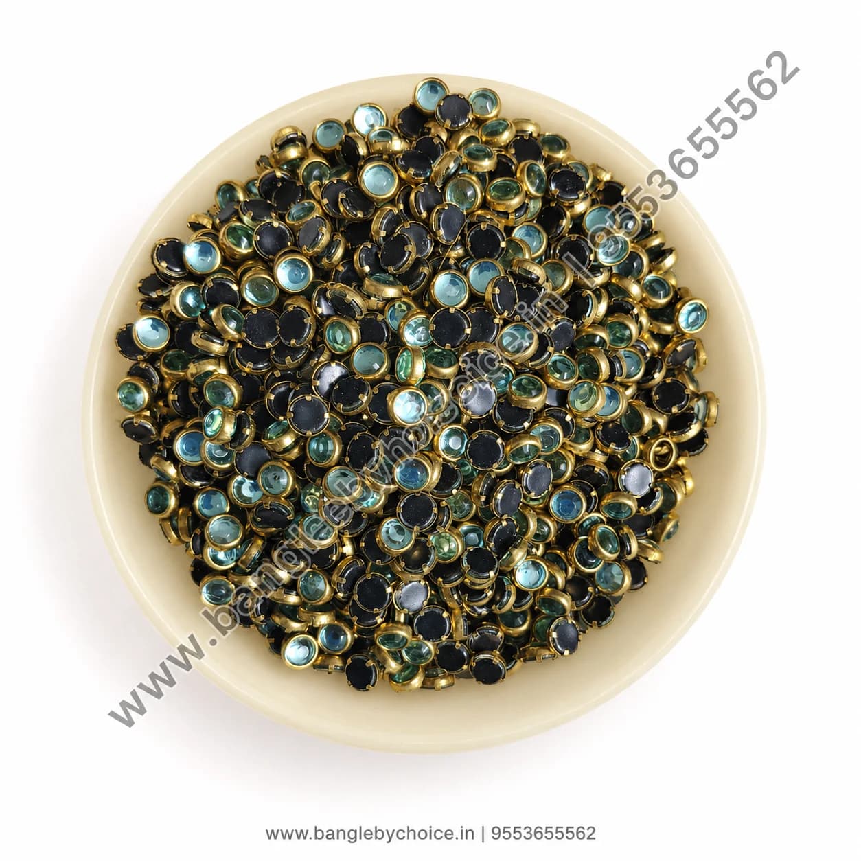 4mm Round Sky Blye Glass Kundans for bangle making, jewellery making, blouse work and DIY craft projects