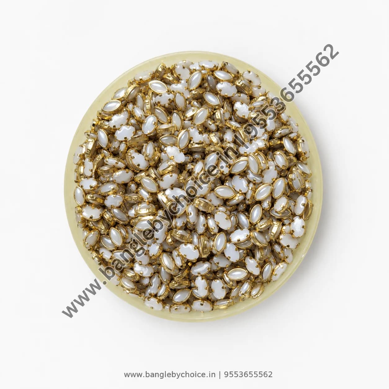 6K Drop Ceramic White Kundans for bangle making, jewellery making, blouse work and DIY craft projects