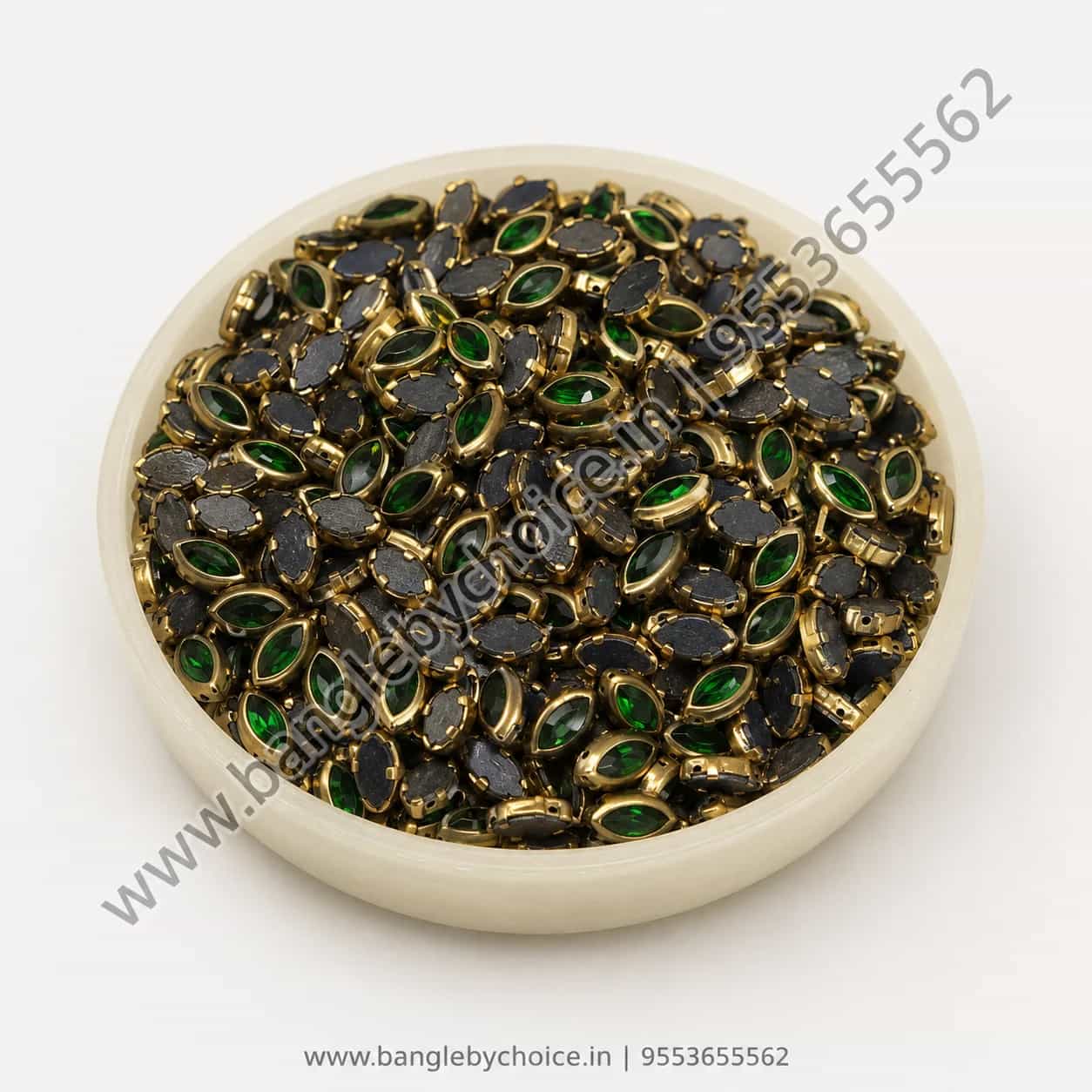 6K Drop Light Green Glossy Kundans detail view 2