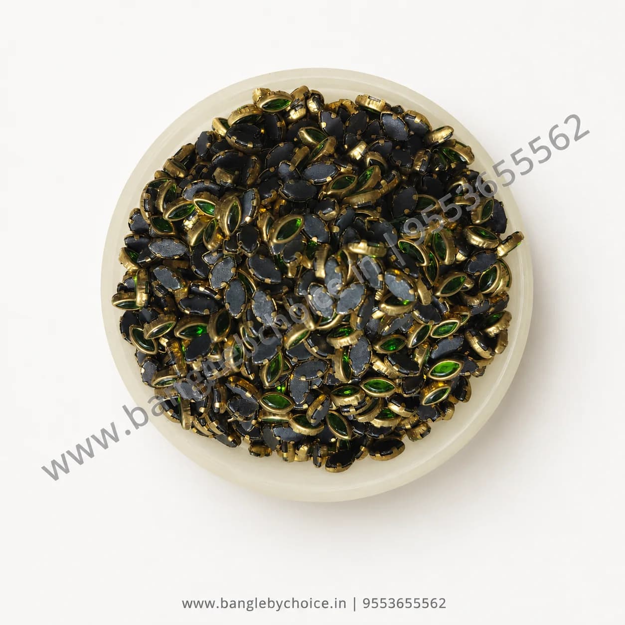 6K Drop Light Green Glossy Kundans for bangle making, jewellery making, blouse work and DIY craft projects