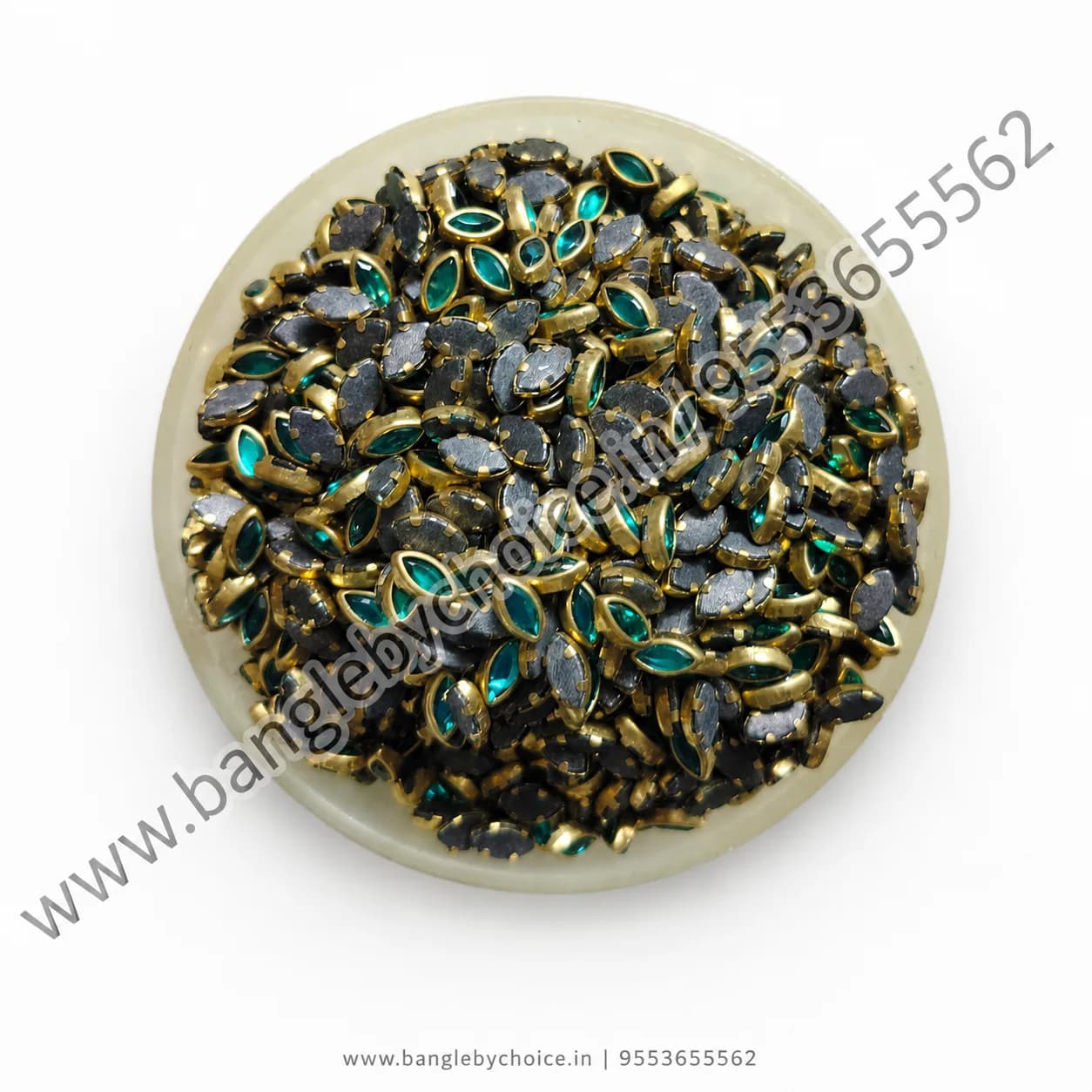 6K Drop C Green Glass Kundans for bangle making, jewellery making, blouse work and DIY craft projects