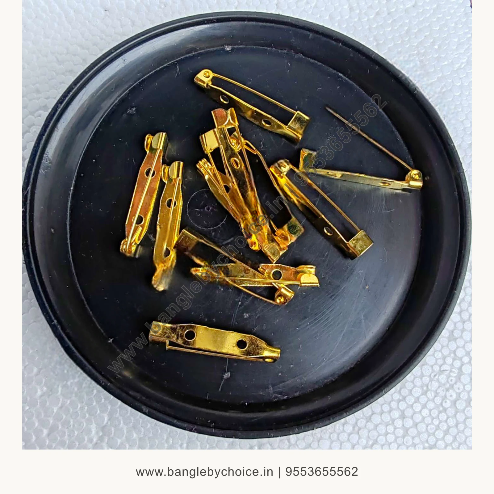 2 hole brooch pins product image with transparent Bangle By Choice watermark