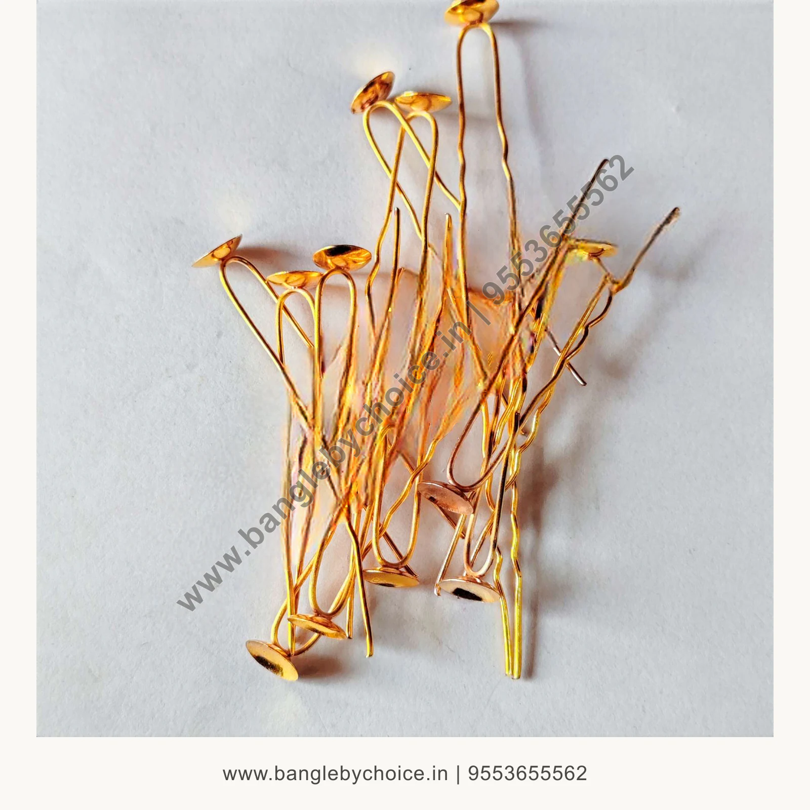 gold colour u pins product image with transparent Bangle By Choice watermark