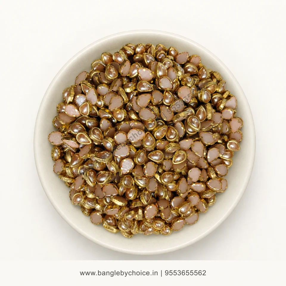 6K Drop Ceramic Gold Kundans premium top-view product image with antique-gold setting
