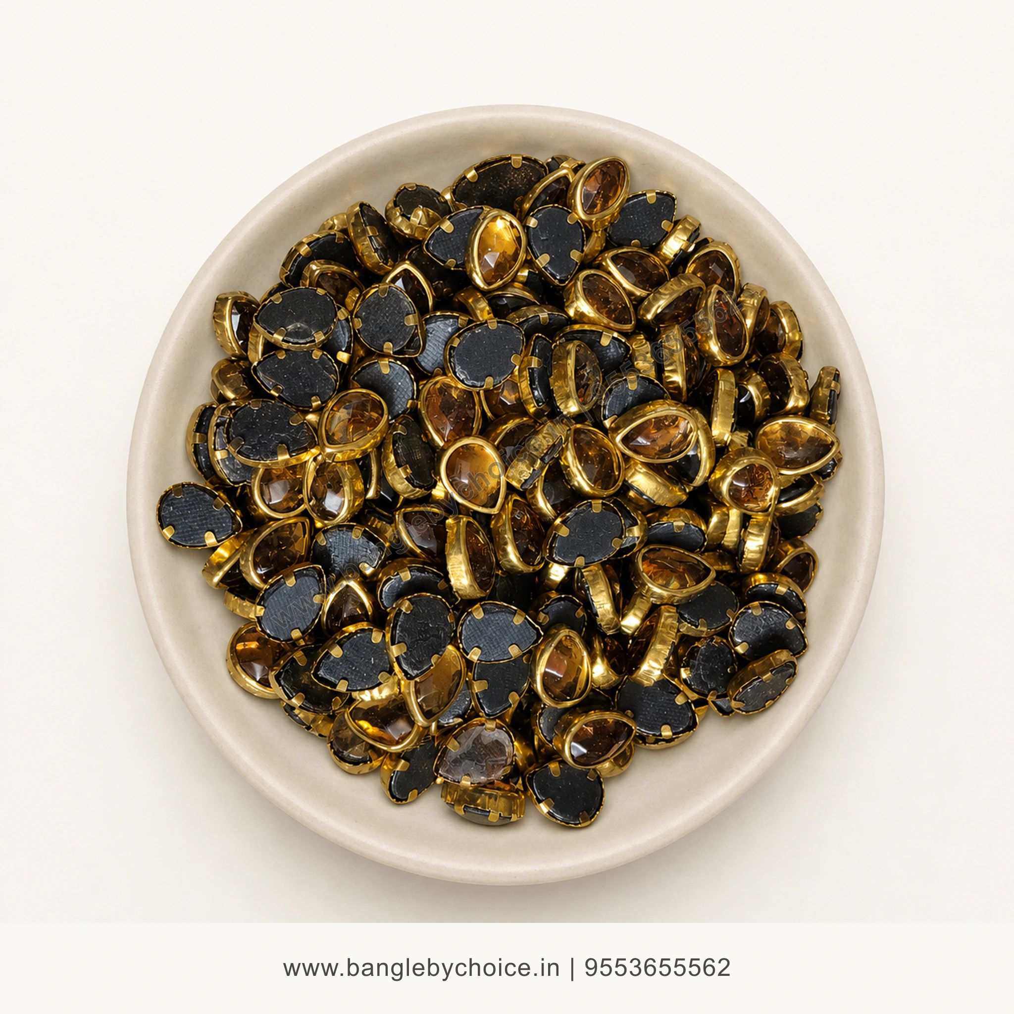 6K Drop Peach Glass Kundans premium top-view product image with antique-gold setting