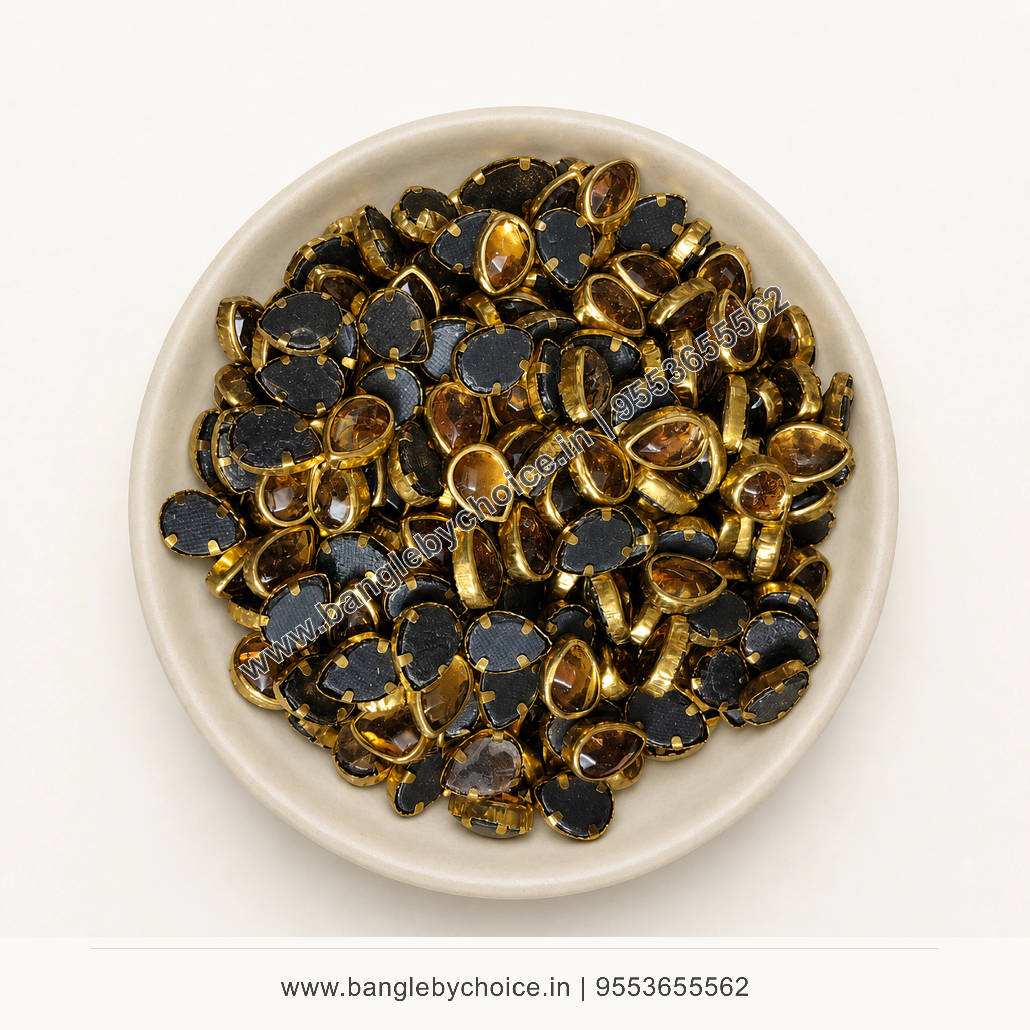 6K Drop Peach Glass Kundans premium top-view product image with antique-gold setting