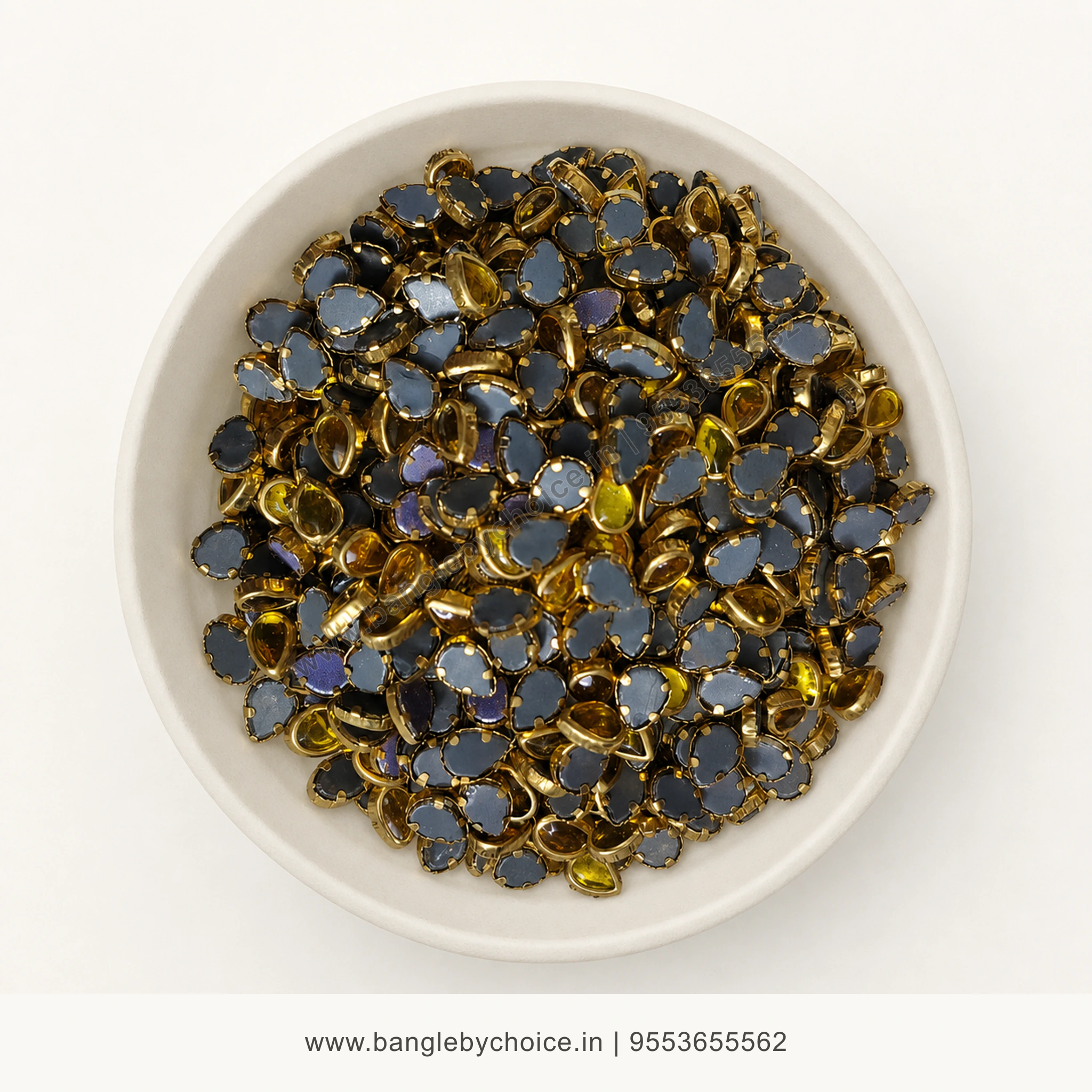 6K Drop Yellow Glass Kundans premium top-view product image with antique-gold setting