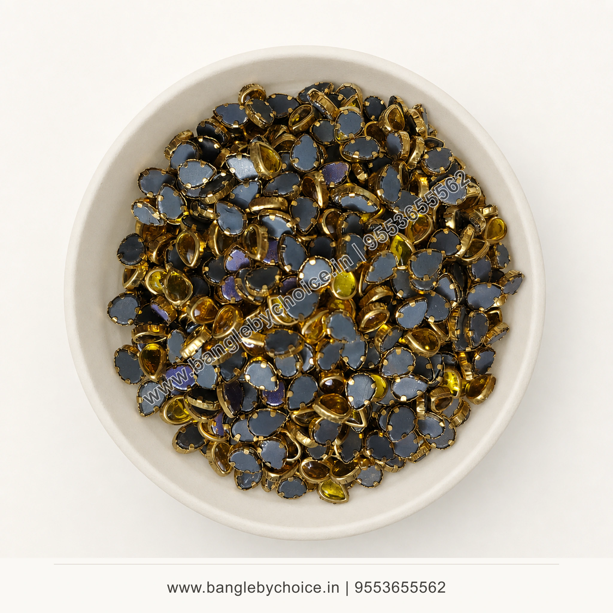 6K Drop Yellow Glass Kundans premium top-view product image with antique-gold setting