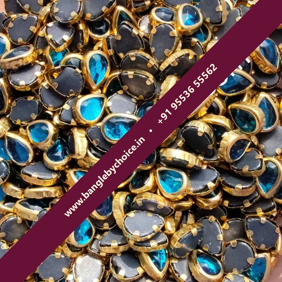 6K Drop Sky Blue Glossy Kundans for bangle making, jewellery making, blouse work and DIY craft projects