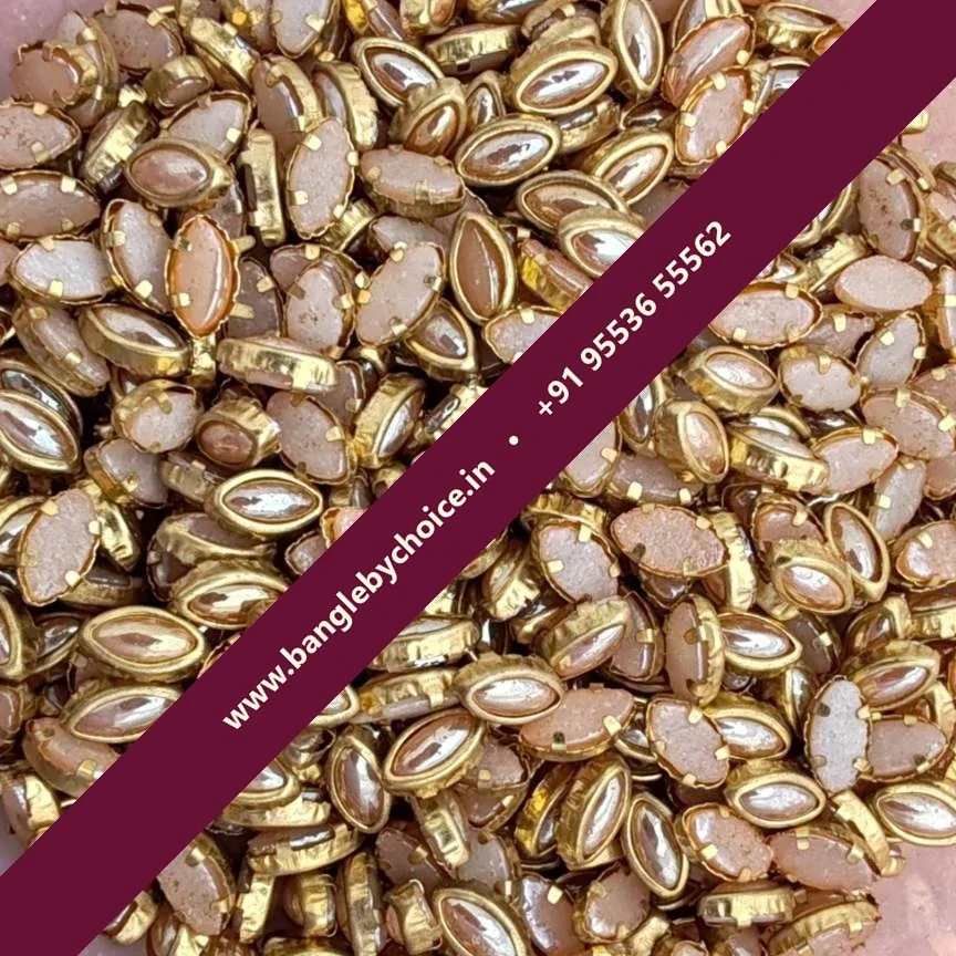 6K Eye Shape Ceramic Gold Kundans for bangle making, jewellery making, blouse work and DIY craft projects