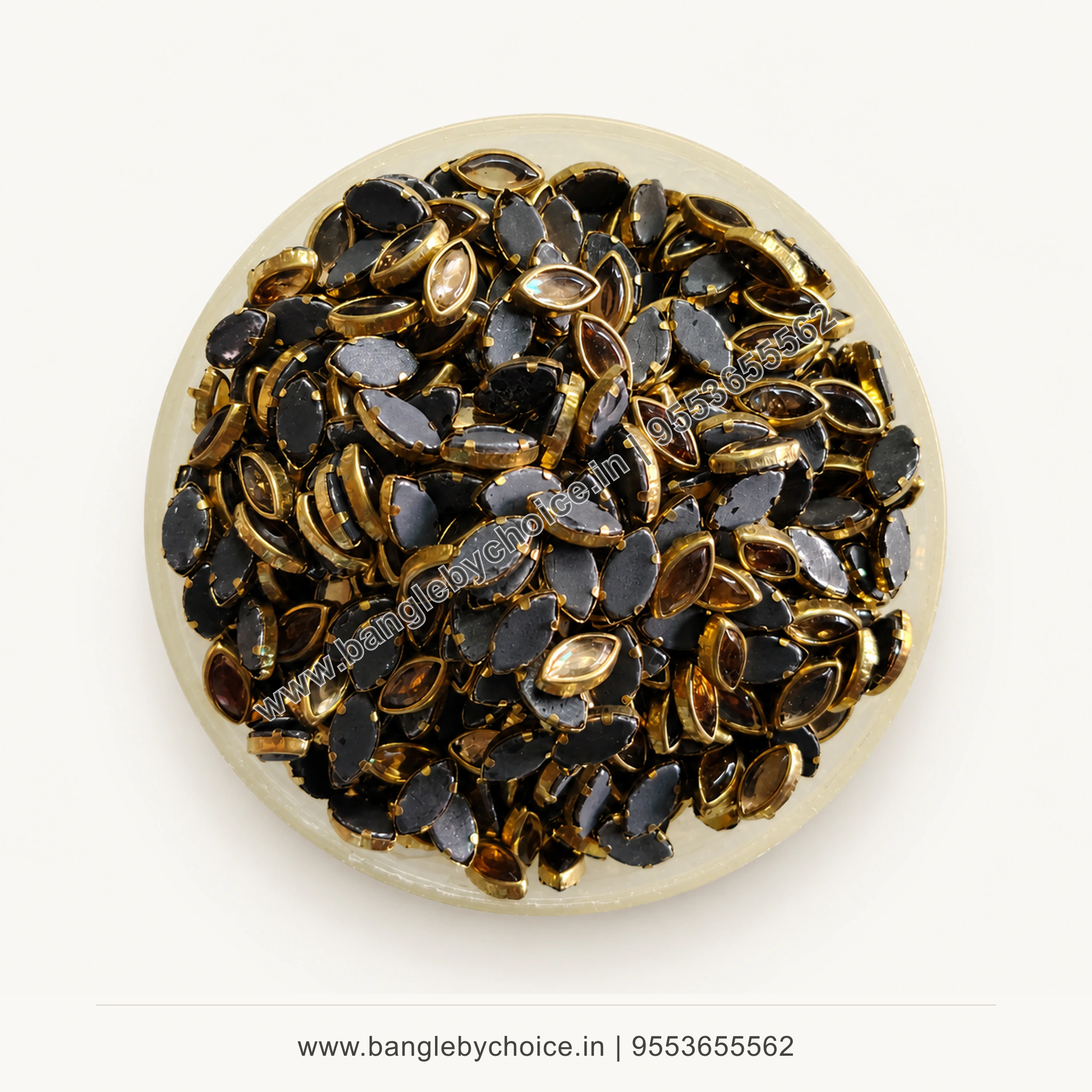 8K Eye Shape Gold Kundans top-view product image with antique-gold setting