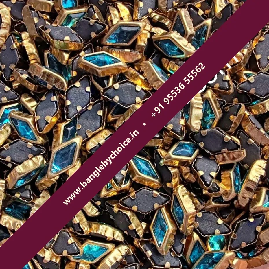 Diamond Shape Sky Blue Glossy Kundans for bangle making, jewellery making, blouse work and DIY craft projects