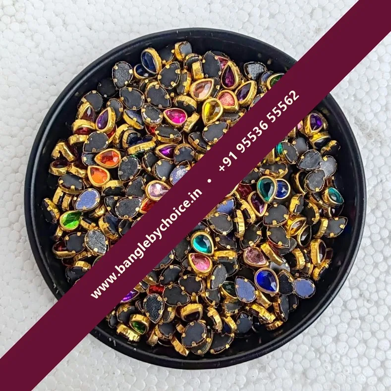 Multicolour Kundans-6k Drop Shape for bangle making, jewellery making, blouse work and DIY craft projects