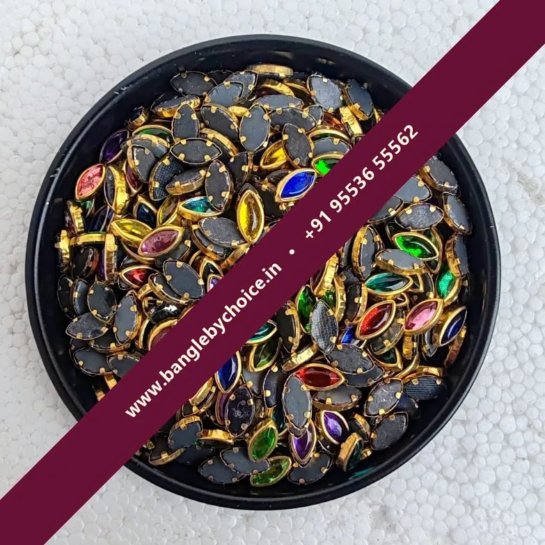Multicolour Kundans-8k Eye Shape for bangle making, jewellery making, blouse work and DIY craft projects