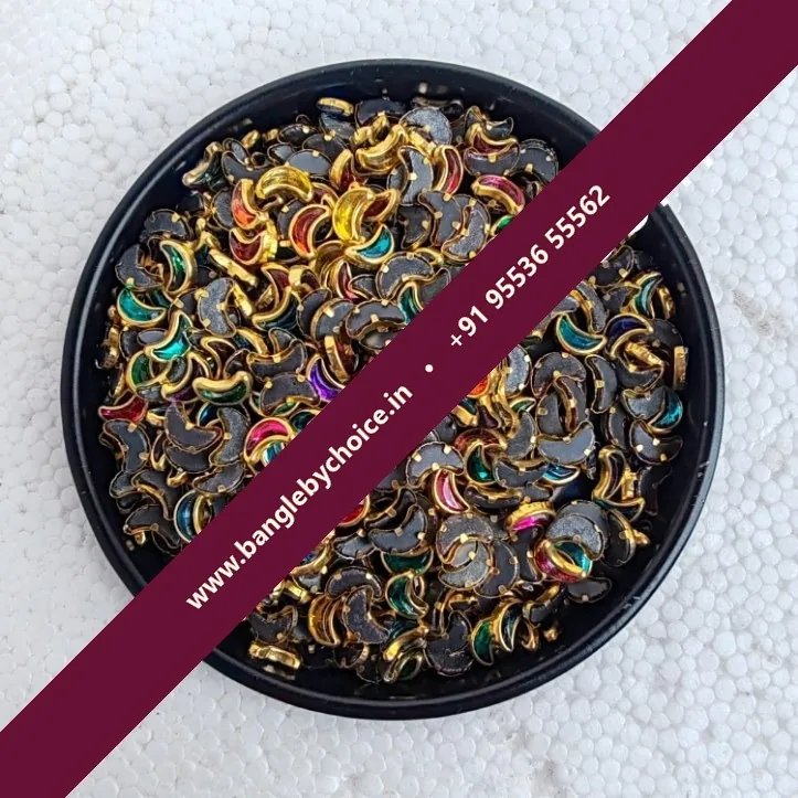 Multicolour Kundans-moon Shape for bangle making, jewellery making, blouse work and DIY craft projects