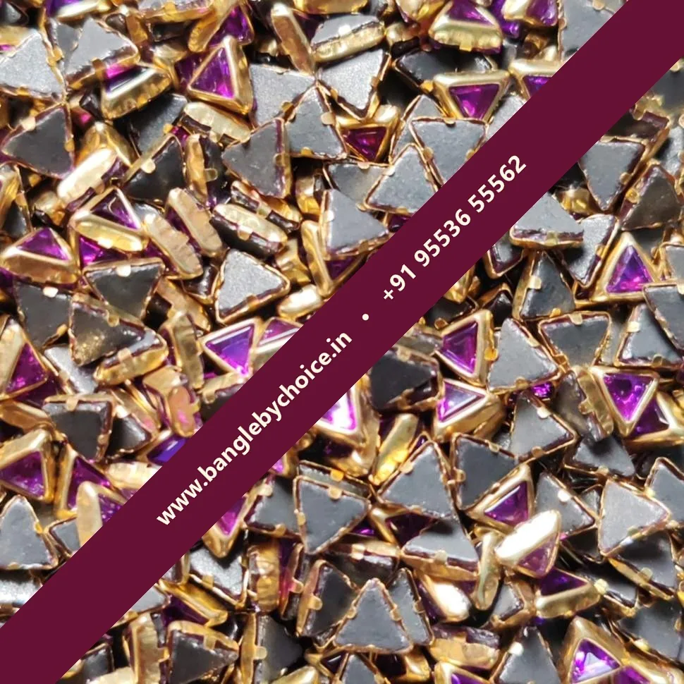 Triangle Purple Glossy Kundans