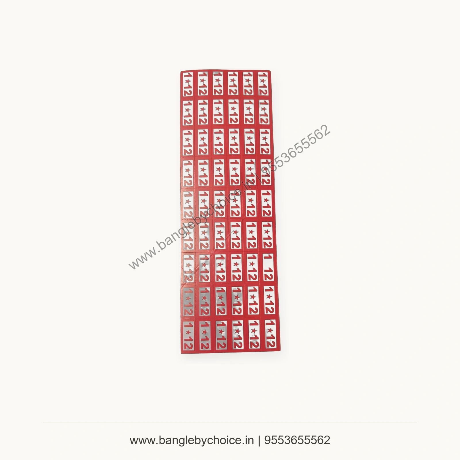 2.0 Bangle Size Sticker Sheet premium product photo with Bangle By Choice watermark and phone number