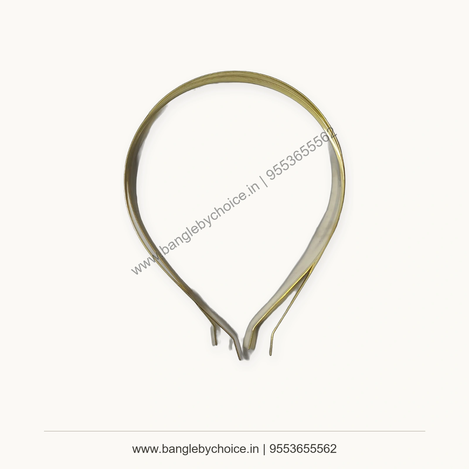 5 mm Gold Colour Metal Hair Band Base premium product photo with Bangle By Choice watermark and phone number