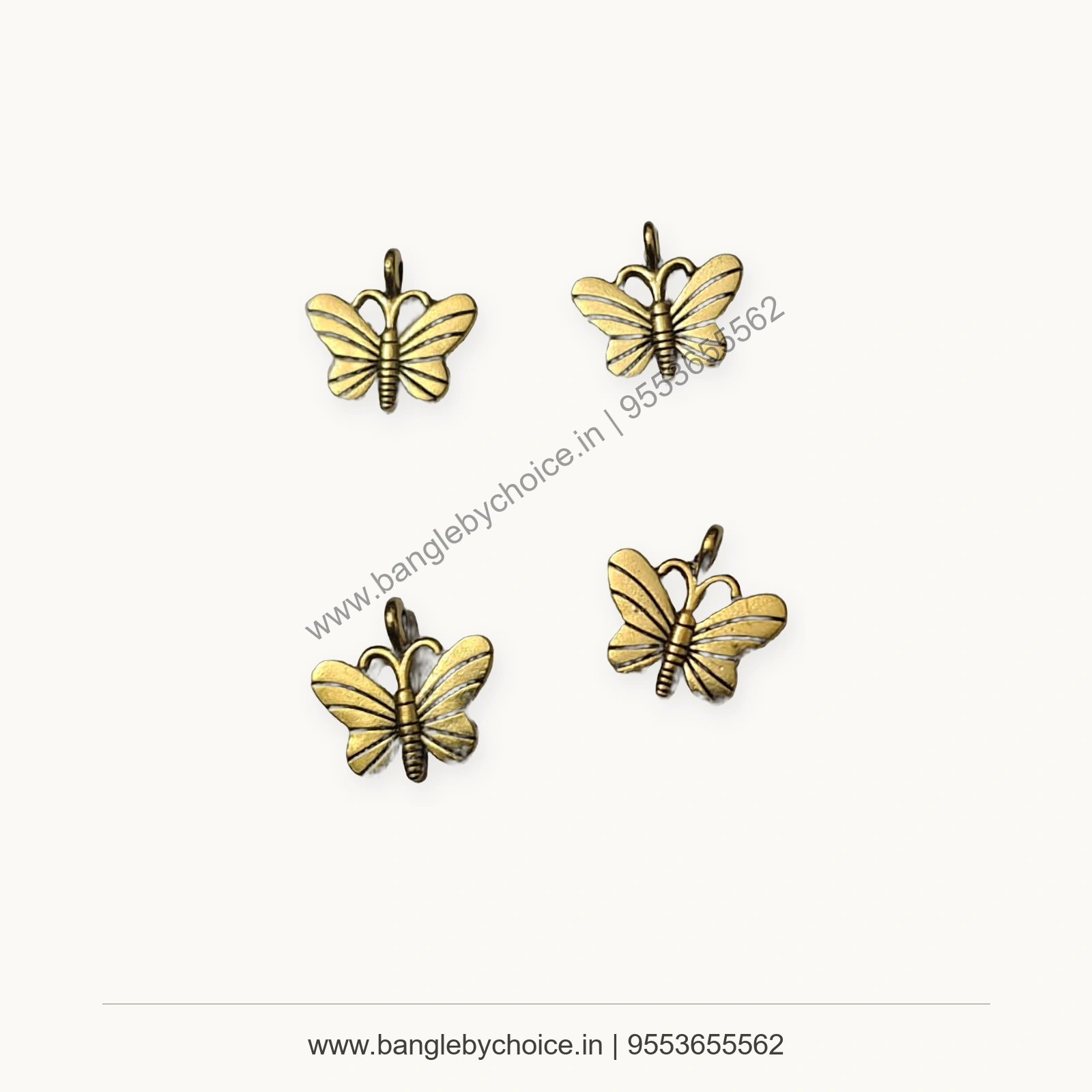 Antique Gold Butterfly Charms premium product photo with Bangle By Choice watermark and phone number