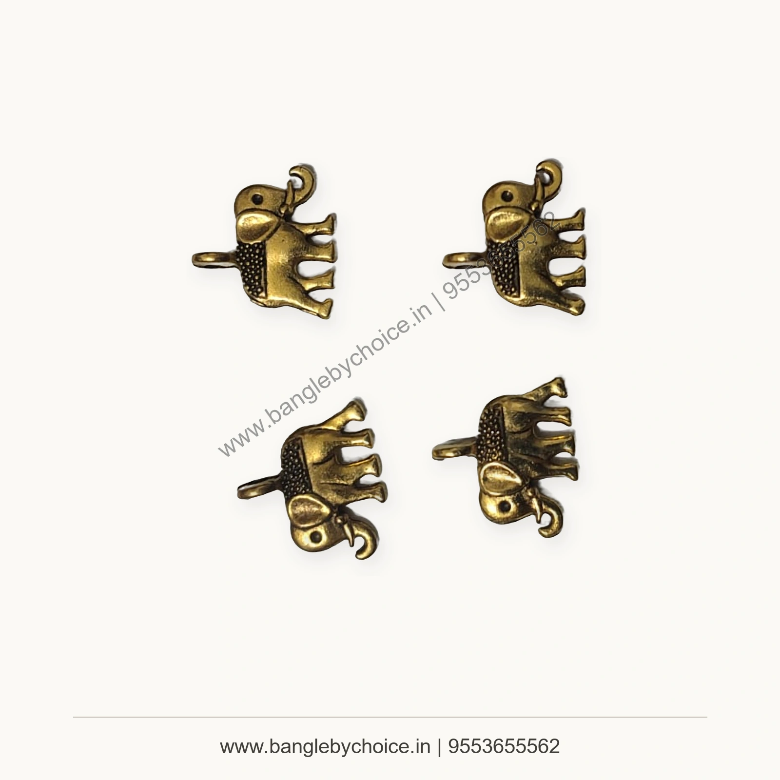 Antique Gold Elephant Charms premium product photo with Bangle By Choice watermark and phone number