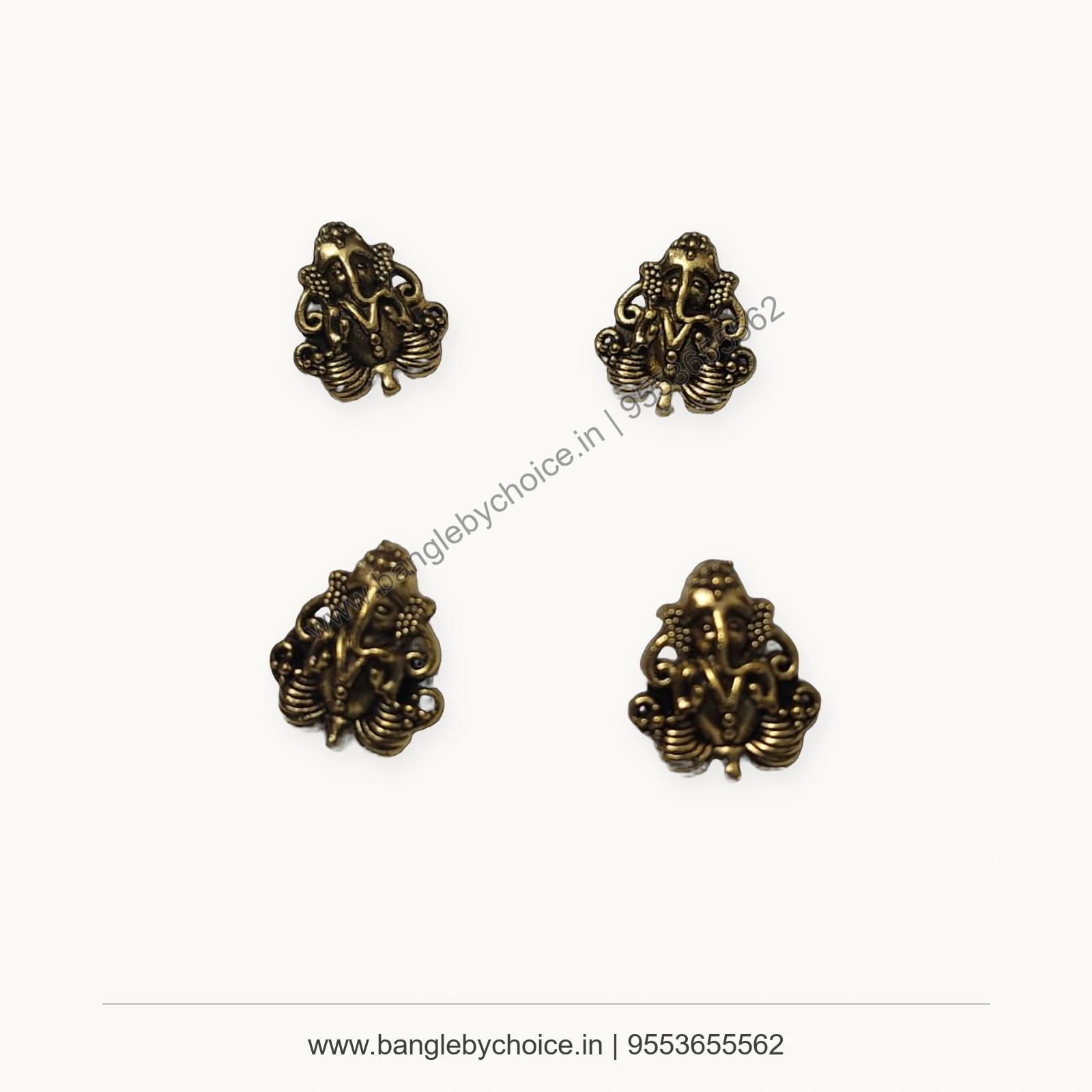 Antique Gold Ganesh Charms premium product photo with Bangle By Choice watermark and phone number