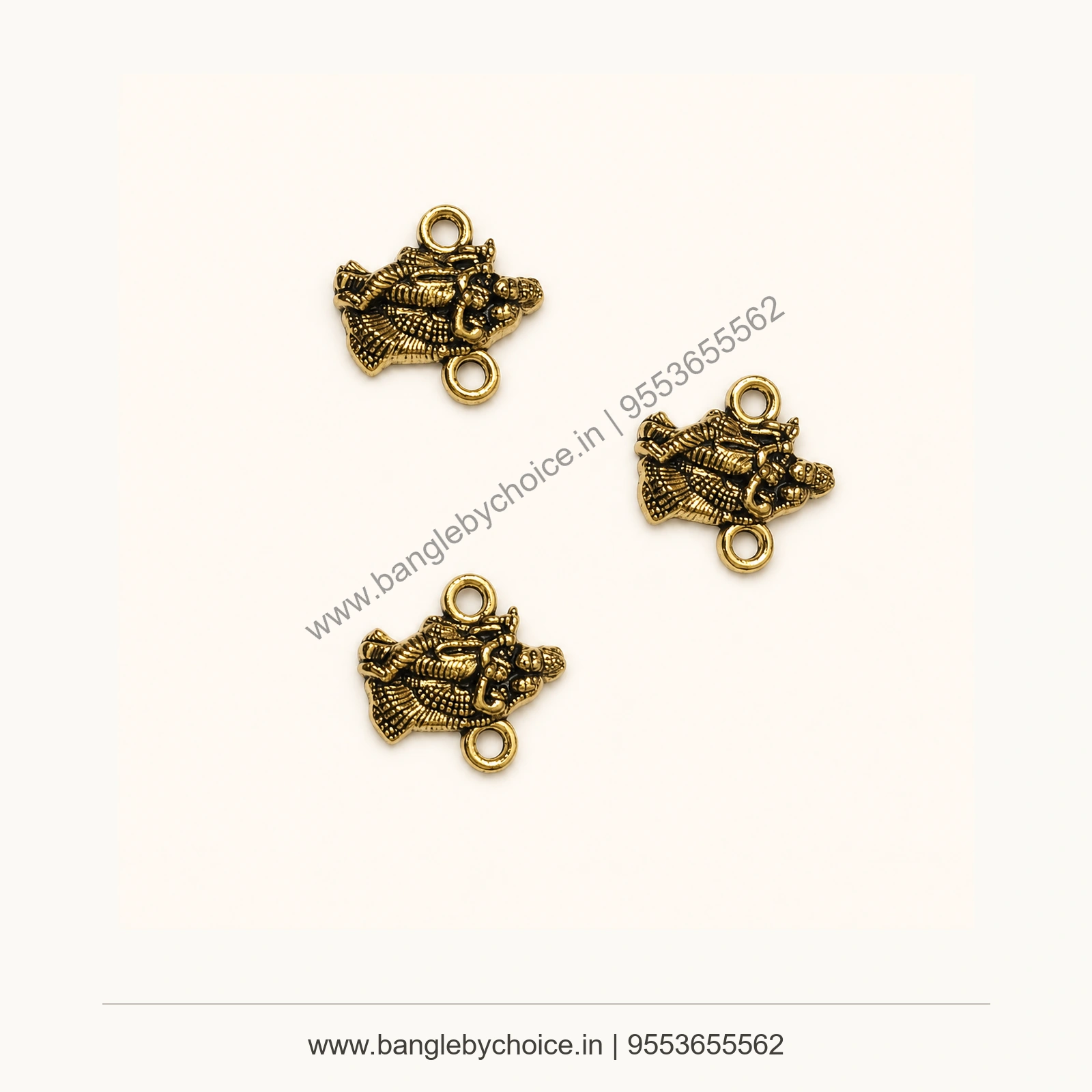 Antique Gold Krishna Charms premium product photo with Bangle By Choice watermark and phone number