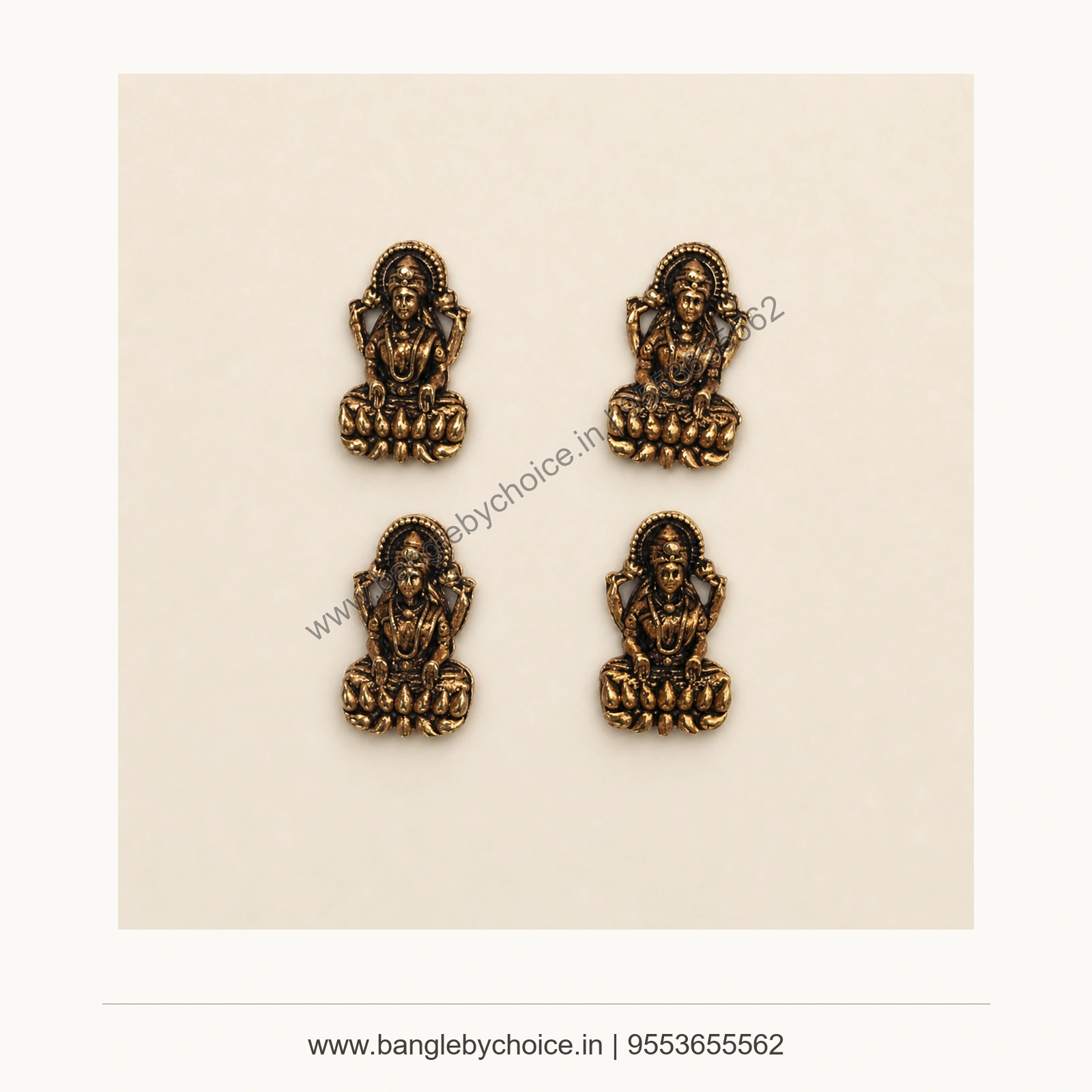 Antique Gold Lakshmi Devi Charms premium product photo with Bangle By Choice watermark and phone number