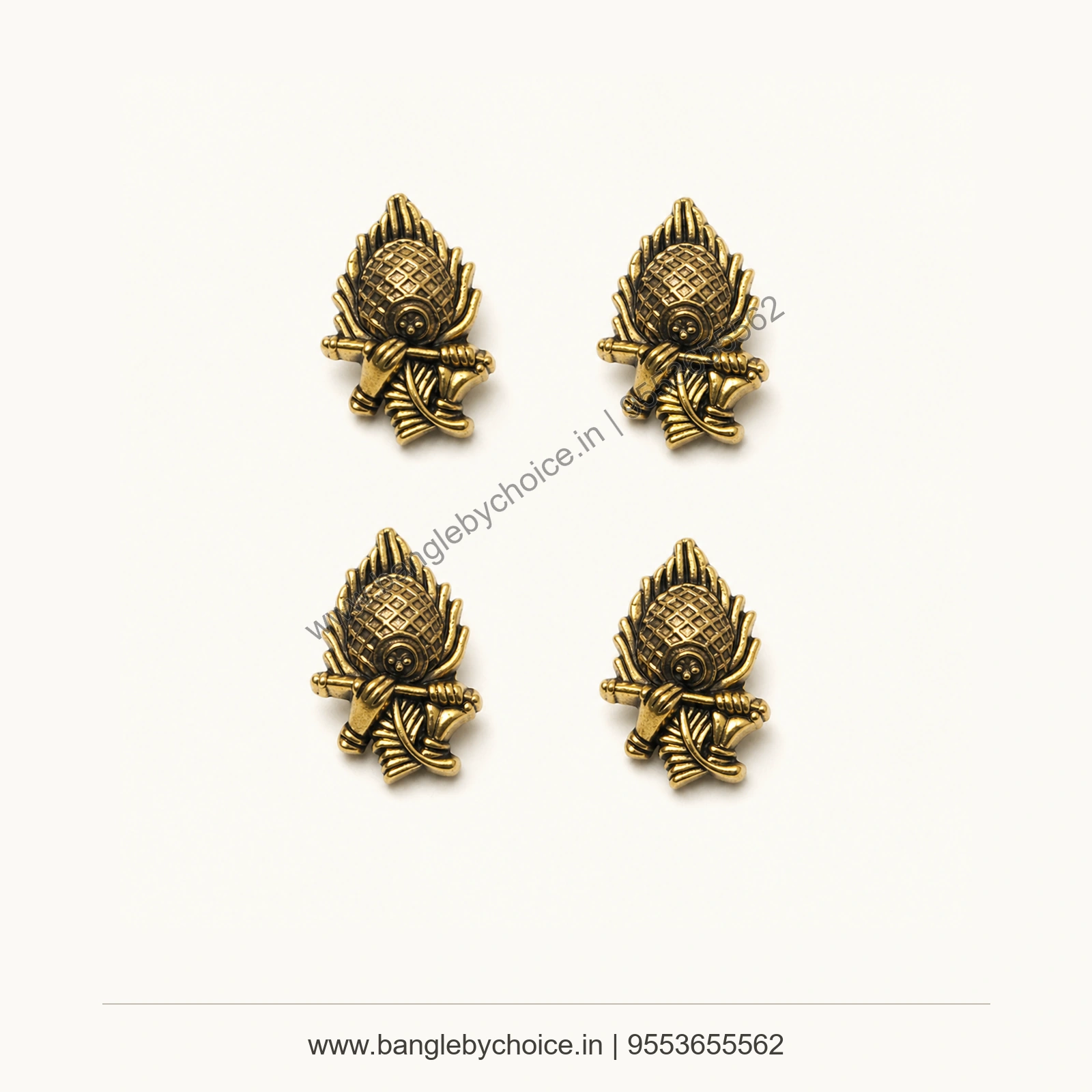 Antique Gold Pinecone Charms premium product photo with Bangle By Choice watermark and phone number