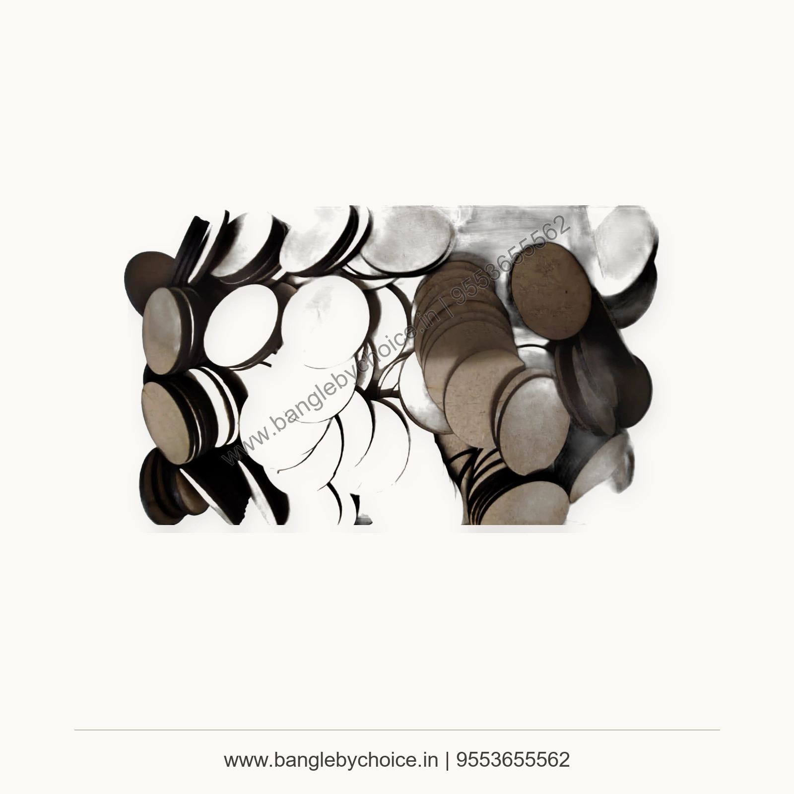 Assorted MDF Round and Oval Bases for Jewellery Making premium product photo with Bangle By Choice watermark and phone number
