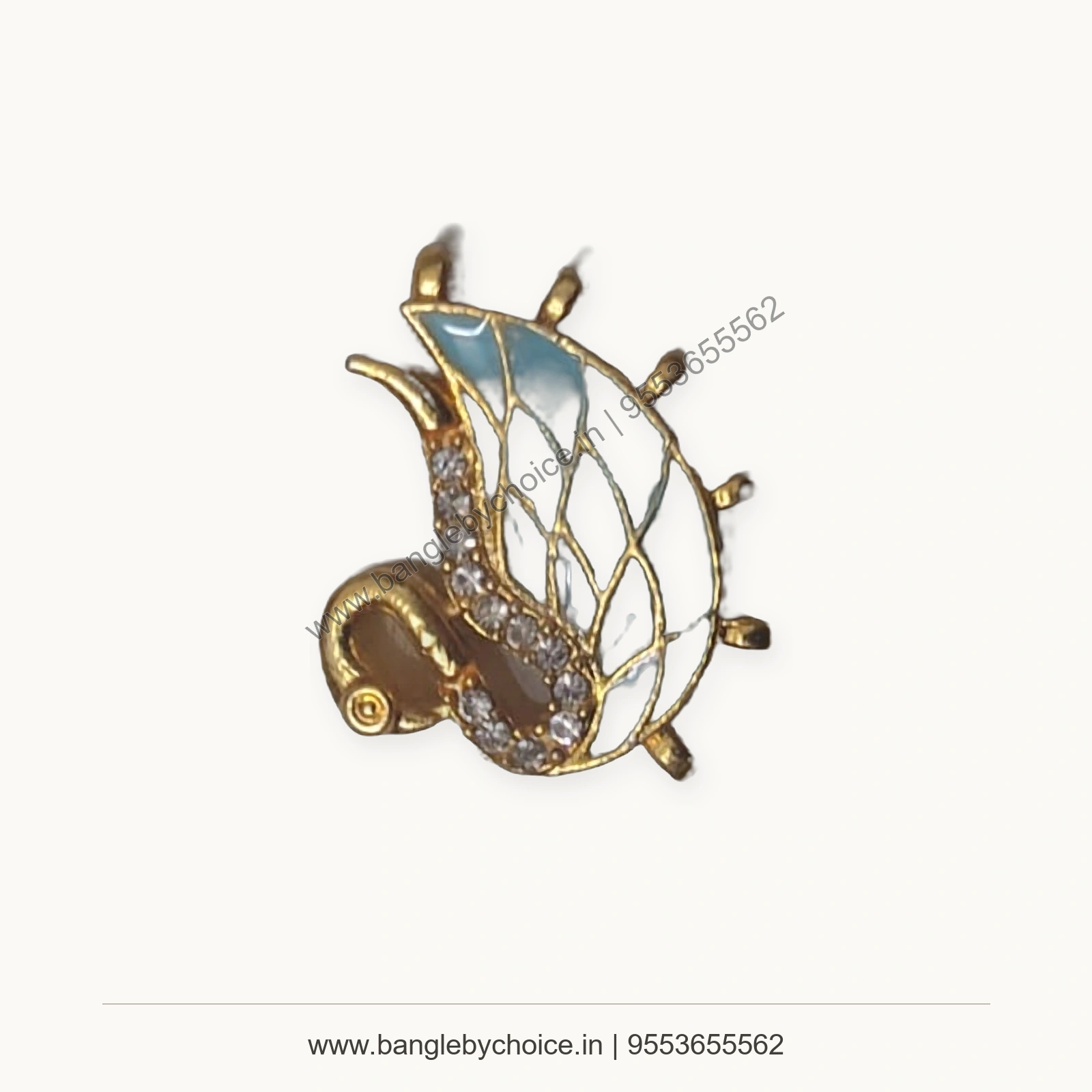 Blue and White Fish Enamel Charm premium product photo with Bangle By Choice watermark and phone number