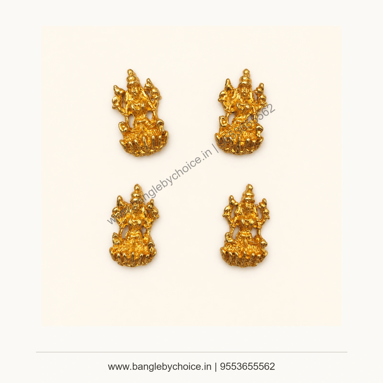 Bright Gold Lakshmi Devi Charms premium product photo with Bangle By Choice watermark and phone number