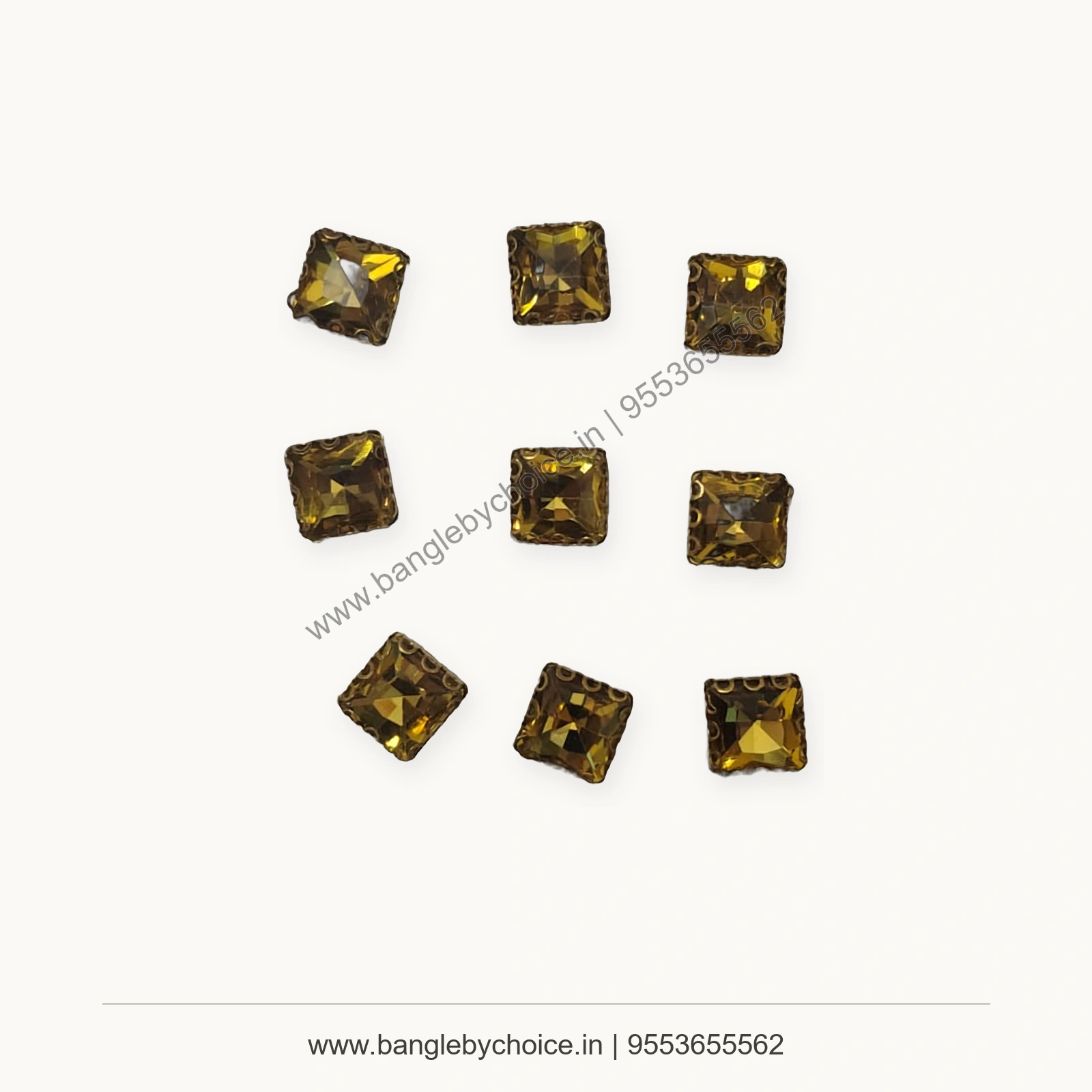 Gold 8 x 8 mm Square Clipstones
