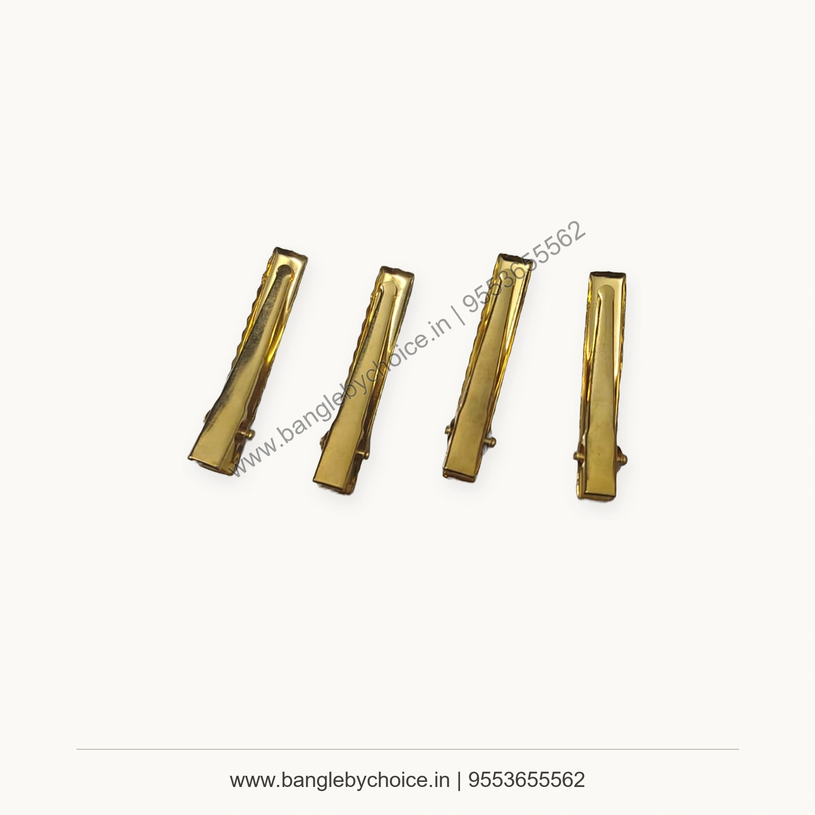 Gold Colour Hair Slides premium product photo with Bangle By Choice watermark and phone number