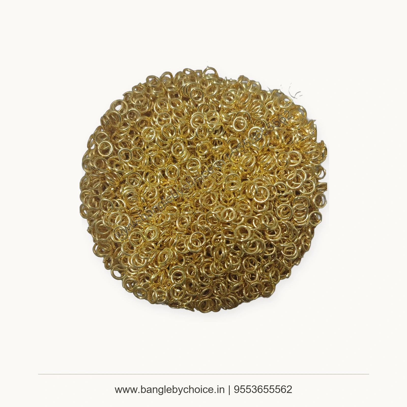 Gold Colour Jump Rings for Jewellery Making premium product photo with Bangle By Choice watermark and phone number