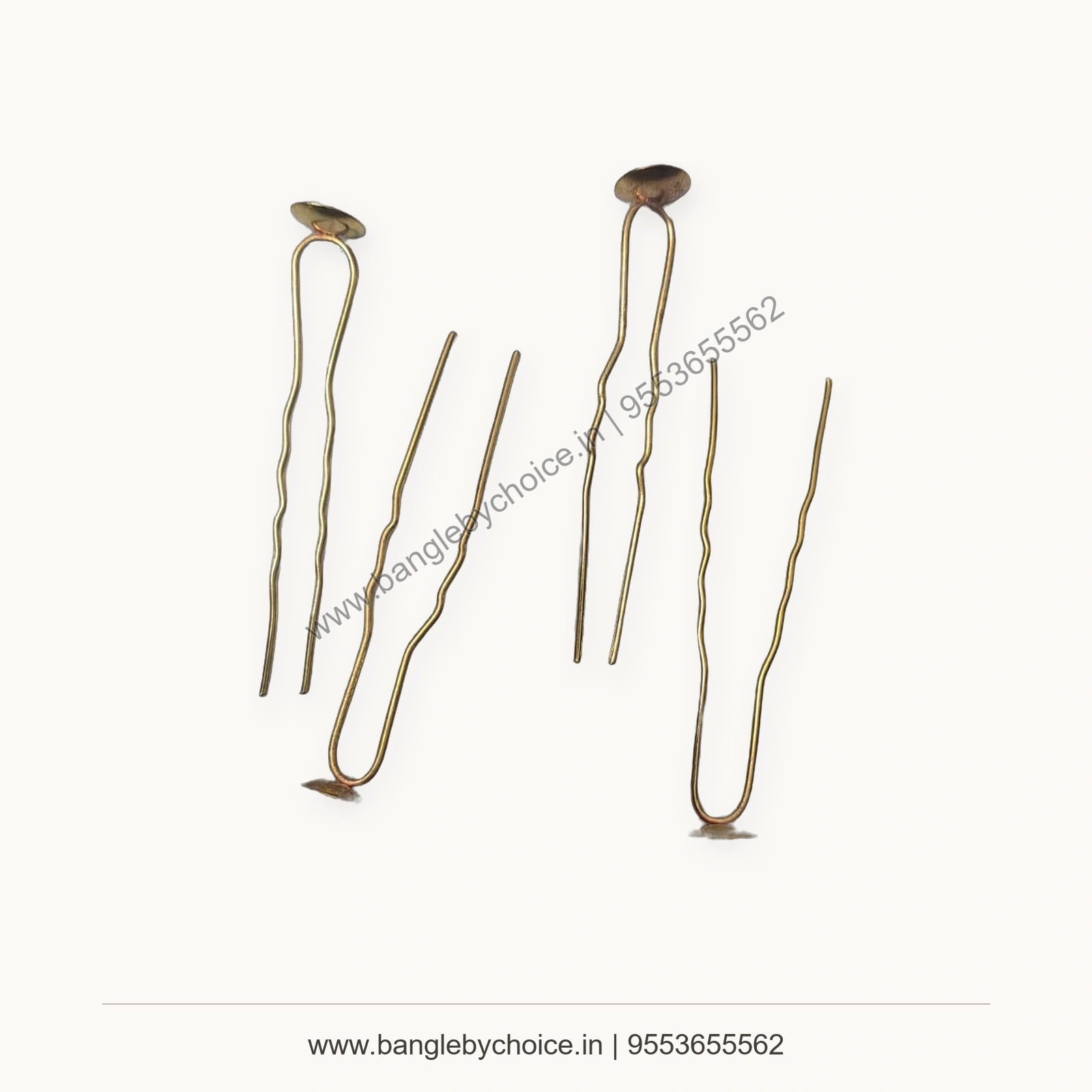 Gold Colour U Pins Without Cap premium product photo with Bangle By Choice watermark and phone number